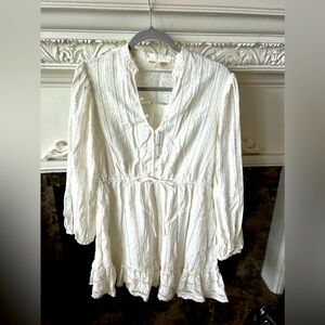 Forever that Girl for Anthropologie white mini dress with tie at waist